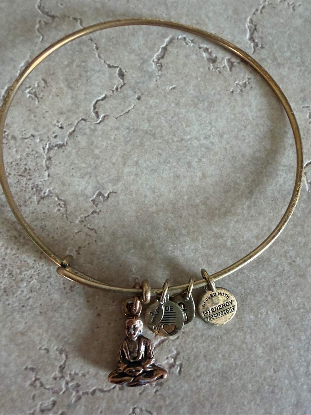 Alex and Ani Gold-Tone Buddha Charm Bangle Bracelet